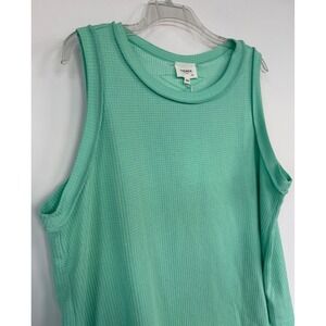 Andree by Unit Women's 2X Mint Green Waffle Knit Tank Top Minimalist Summer NEW